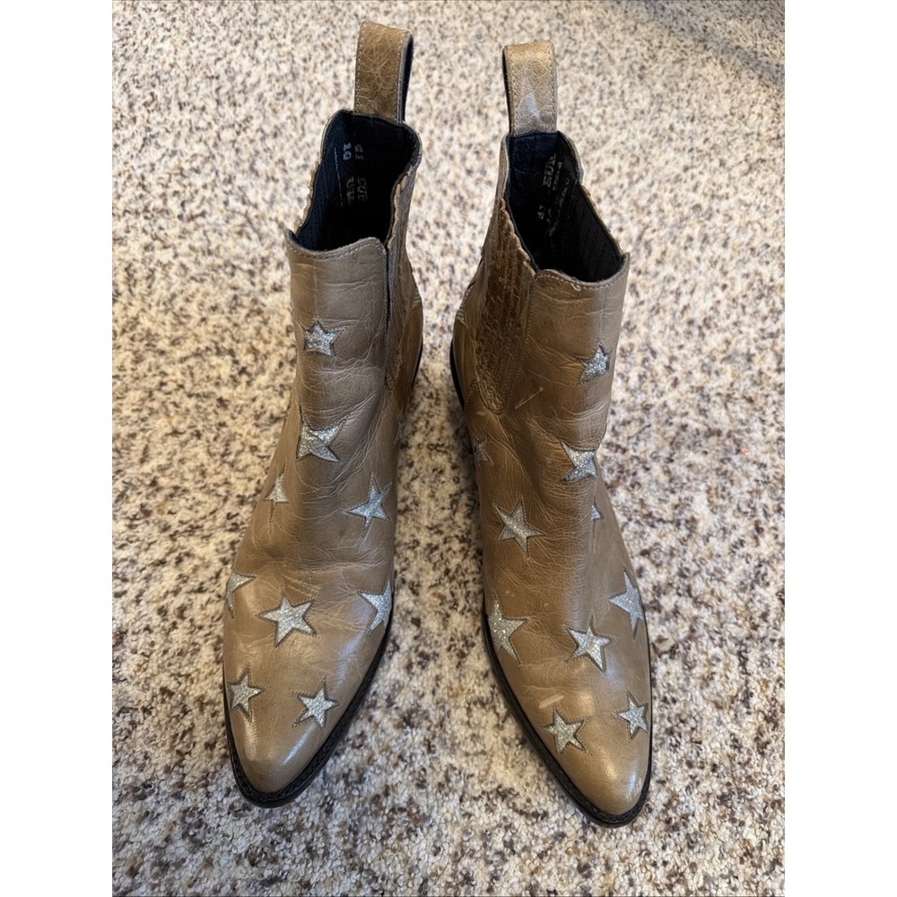 Old Gringo Mexicana Beige Leather Boots Stars Size EU 41 US 10 3" Heel